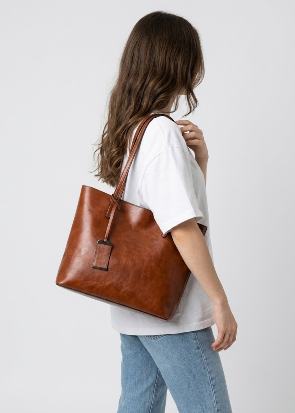 Vegan Leather Work Tote | Vintage Patina, Laptop Bag