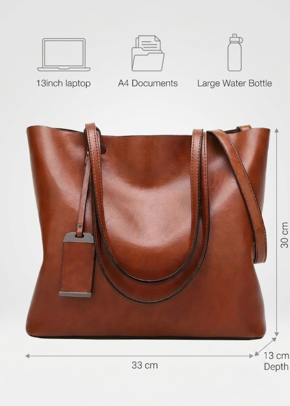 Vegan Leather Work Tote | Vintage Patina, Laptop Bag