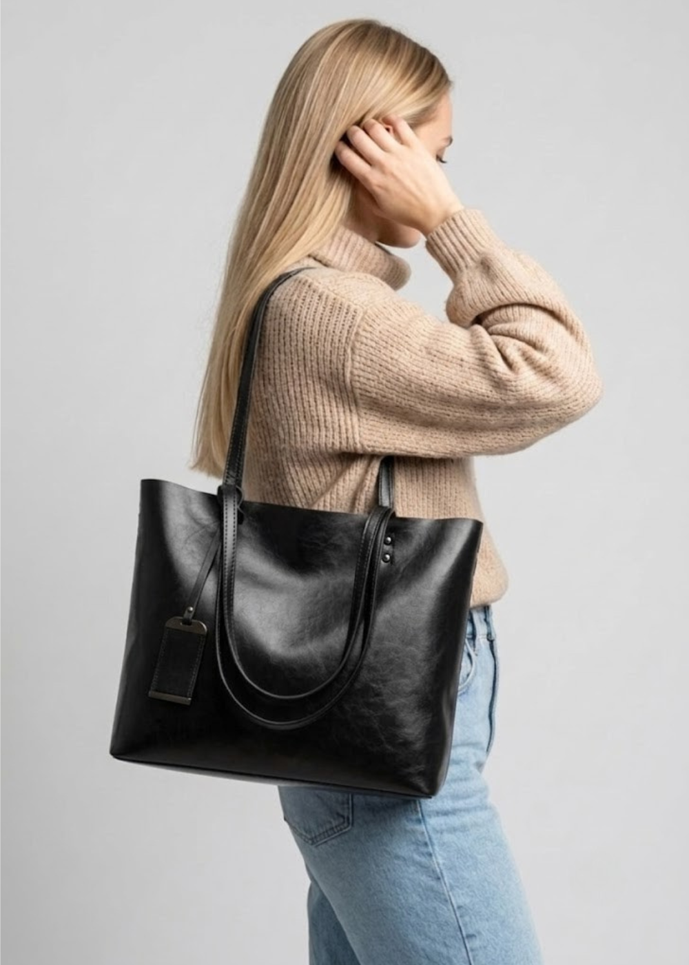 Vegan Leather Work Tote | Vintage Patina, Laptop Bag