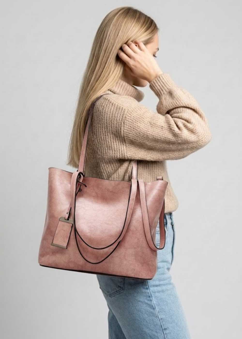 Vegan Leather Work Tote | Vintage Patina, Laptop Bag