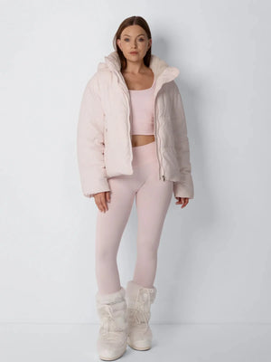 Short Puffer Jacket | Removable Hood, Synthetic Fur Lining