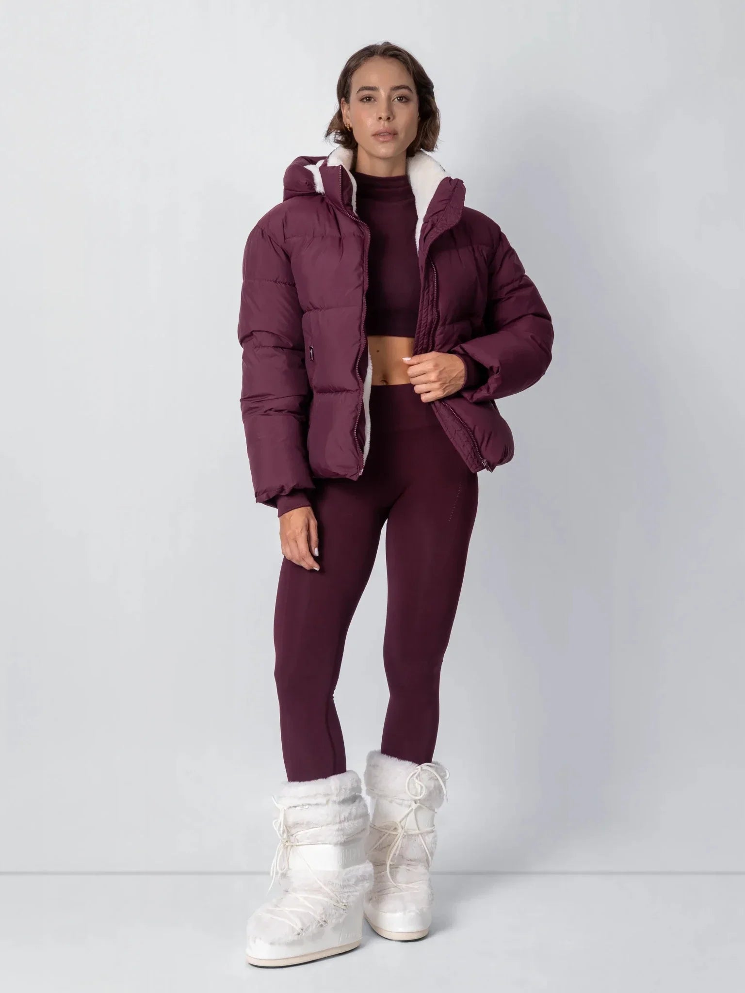 Short Puffer Jacket | Removable Hood, Synthetic Fur Lining