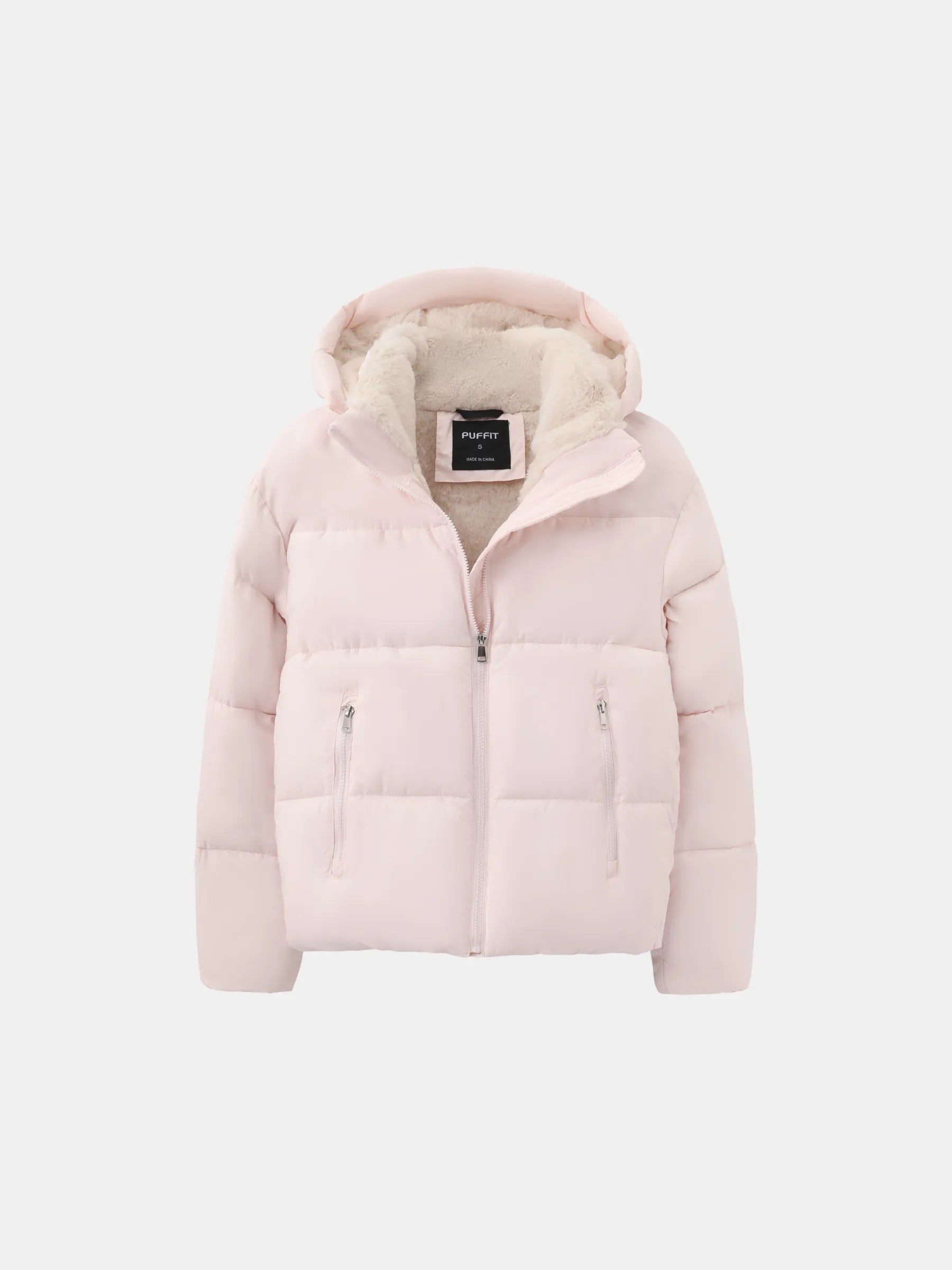 Short Puffer Jacket | Removable Hood, Synthetic Fur Lining