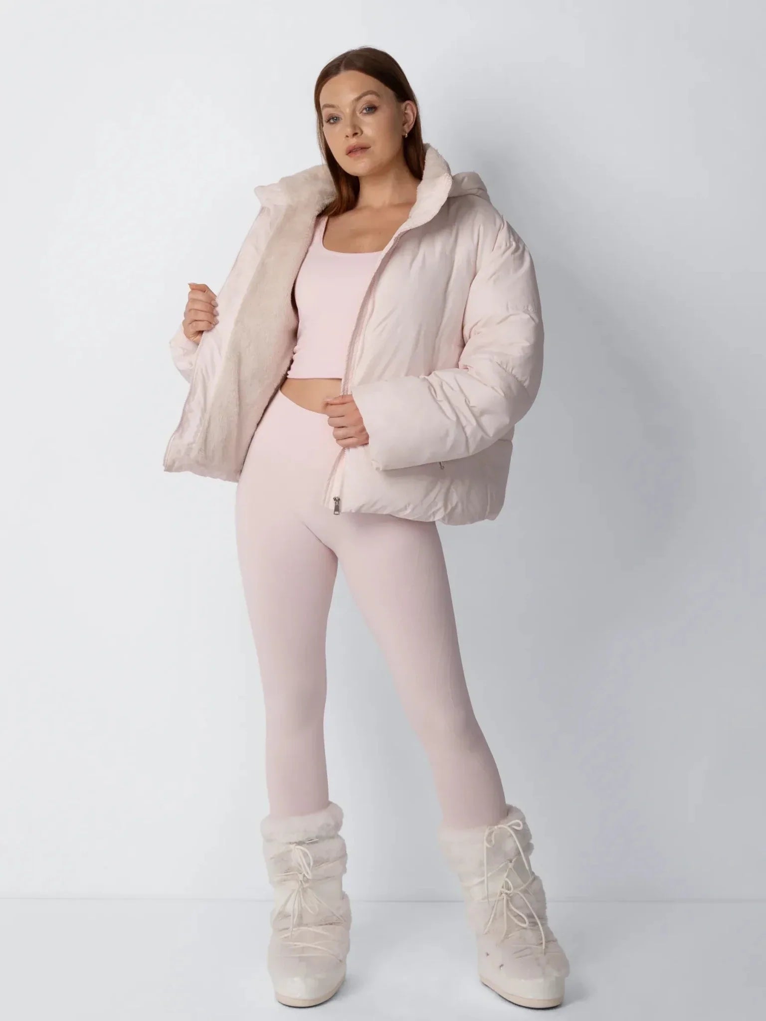 Short Puffer Jacket | Removable Hood, Synthetic Fur Lining