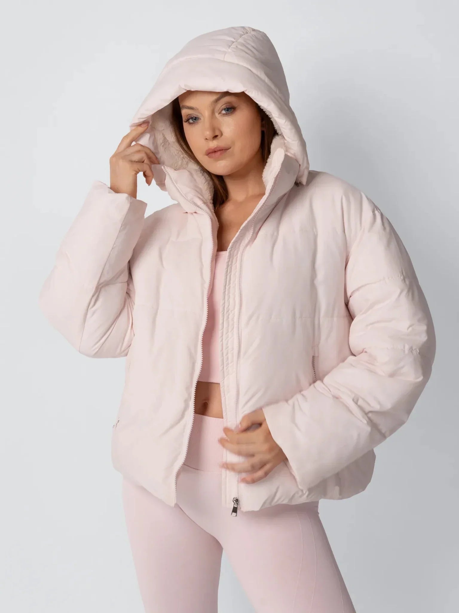 Short Puffer Jacket | Removable Hood, Synthetic Fur Lining