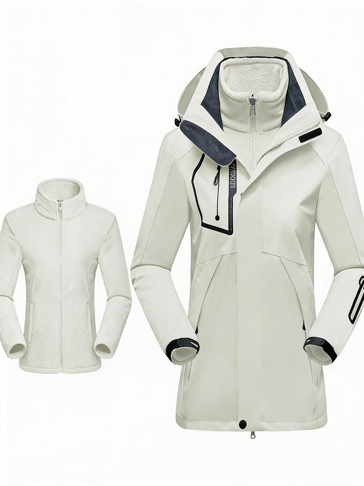 Womens 3 in 1 waterproof parka jacket with warm lining and hood