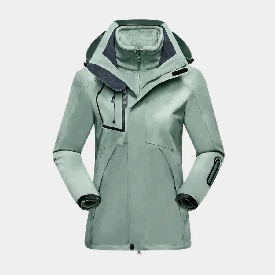 Womens 3 in 1 waterproof parka jacket with warm lining and hood