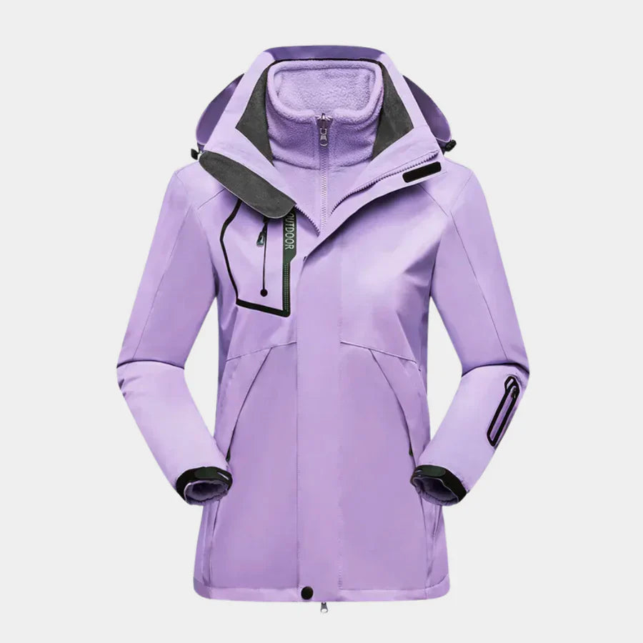 Womens 3 in 1 waterproof parka jacket with warm lining and hood