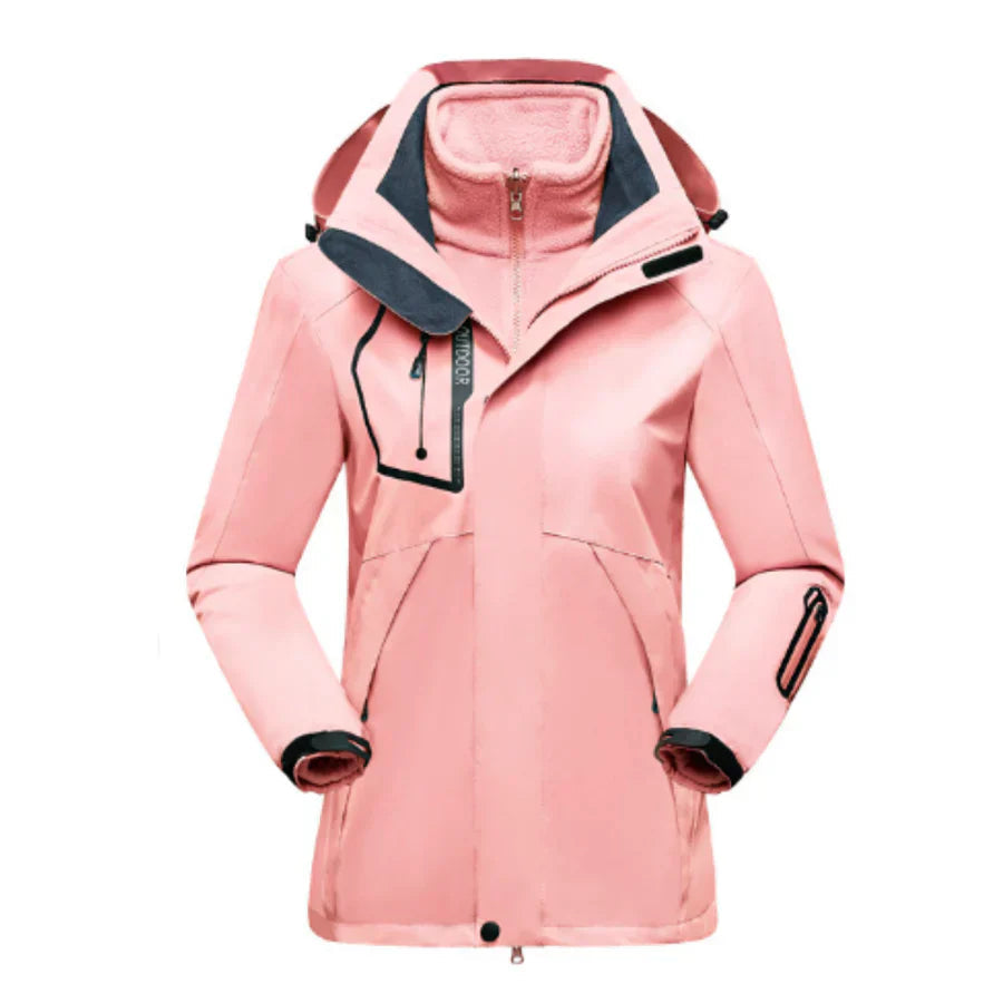 Womens 3 in 1 waterproof parka jacket with warm lining and hood