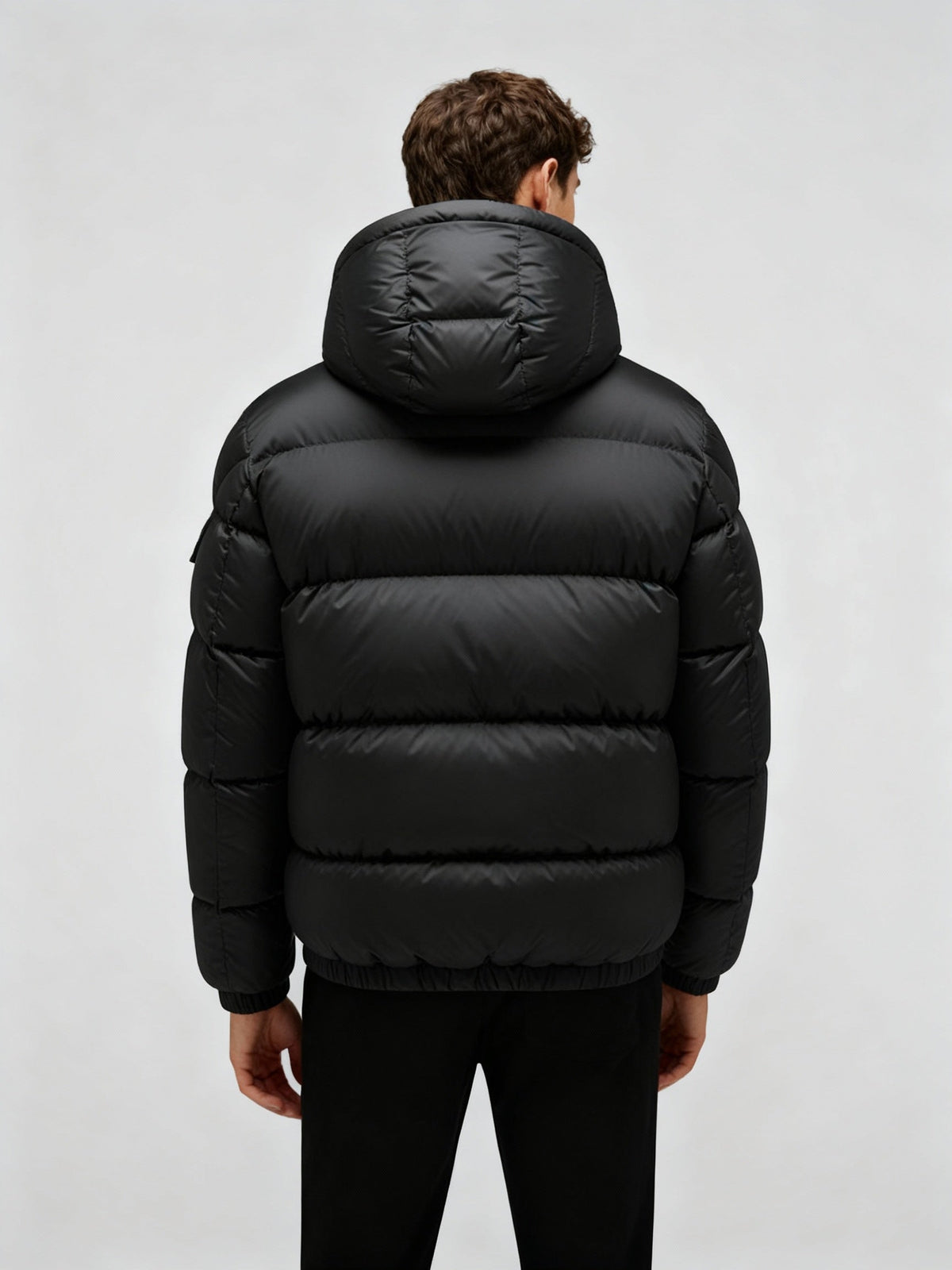 Mens puffer jacket stand collar with quilted lightweight insulated design