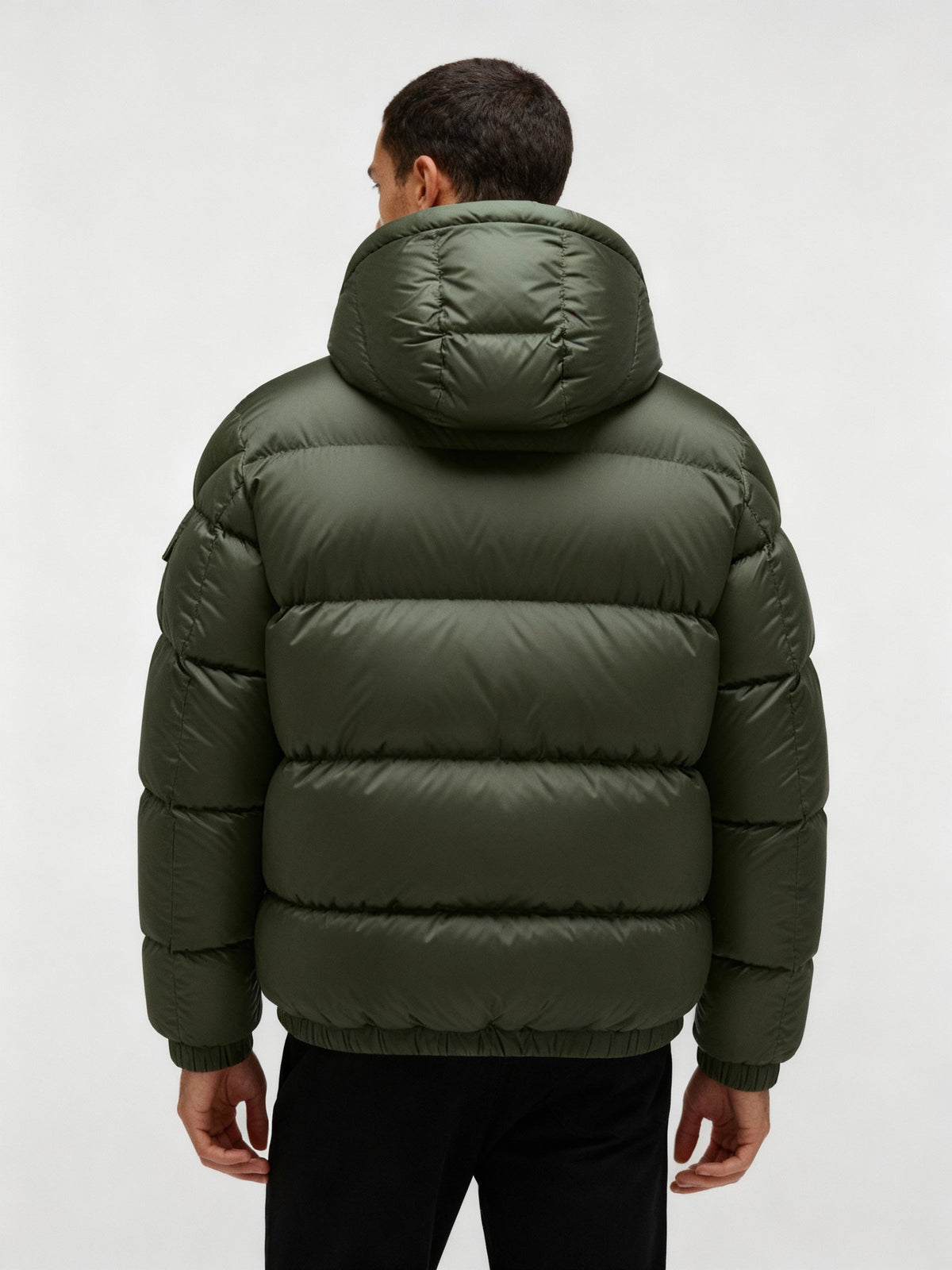 Mens puffer jacket stand collar with quilted lightweight insulated design
