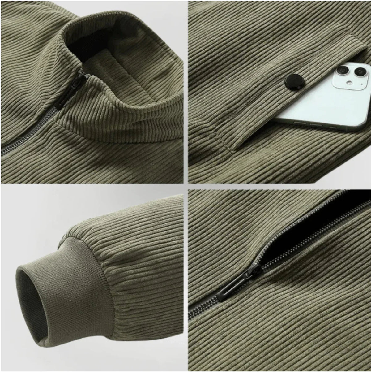 Sherpa bomber jacket women corduroy with stand-up collar and sherpa lining