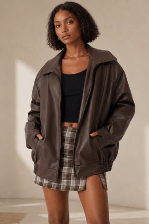 Women's Jacket | Oversized Leather Look, Casual Outerwear