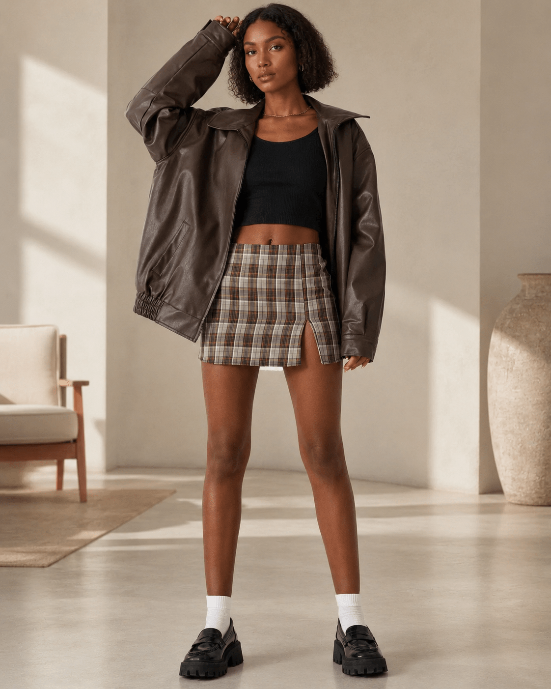 Women's Jacket | Oversized Leather Look, Casual Outerwear