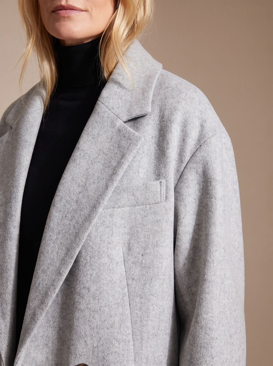 Women double breasted long tailored overcoat mid-calf length notched lapel