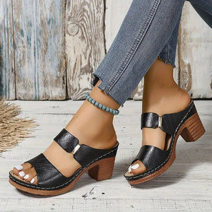 Women's Orthopedic Sandals | Leather, Cushioned Block Heel