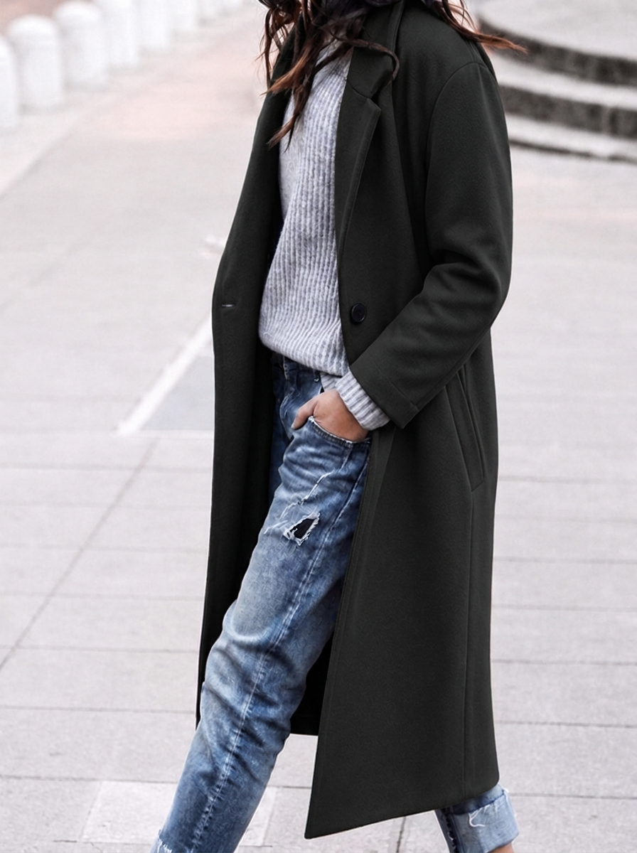 Women's Trench Coat | Oversized, Long Length, Wide Lapel