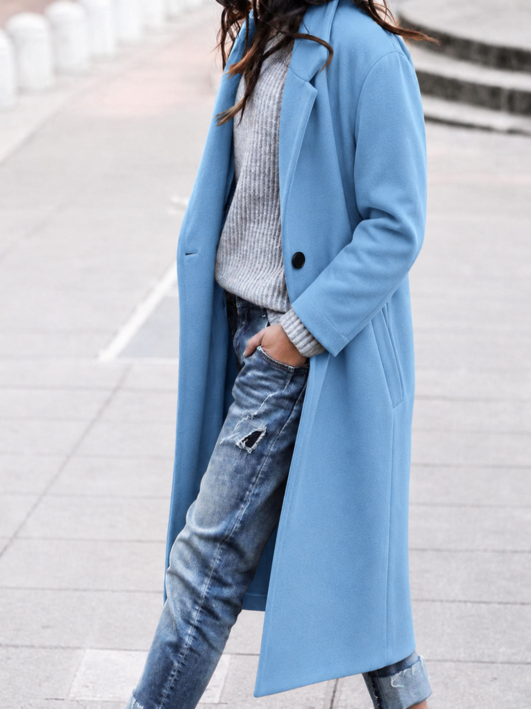 Women's Trench Coat | Oversized, Long Length, Wide Lapel