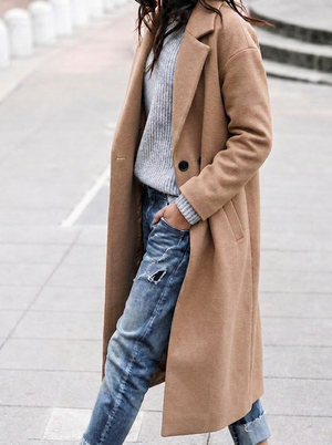 Women's Trench Coat | Oversized, Long Length, Wide Lapel