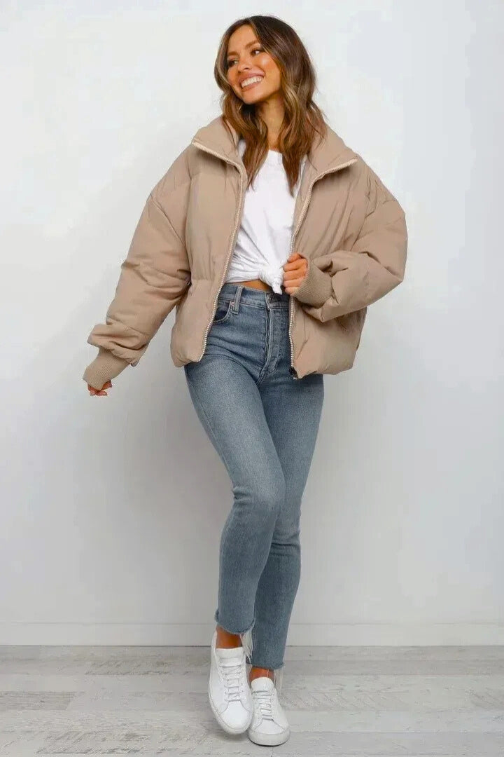 Women's Puffer Jacket | Quilted, Cropped Zip