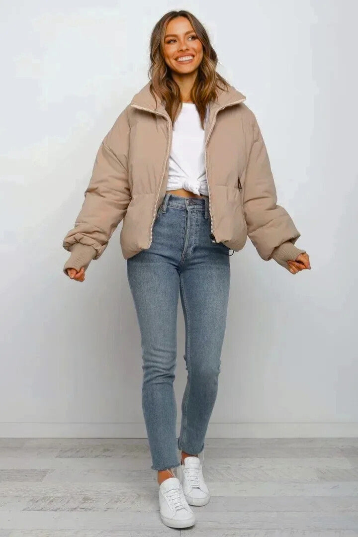 Women's Puffer Jacket | Quilted, Cropped Zip