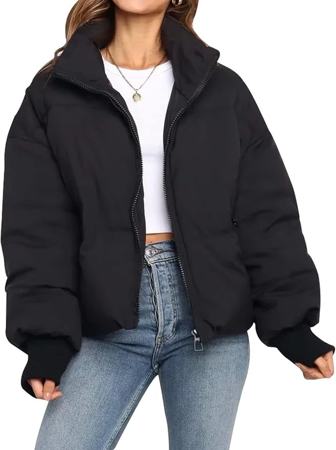 Women's Puffer Jacket | Quilted, Cropped Zip