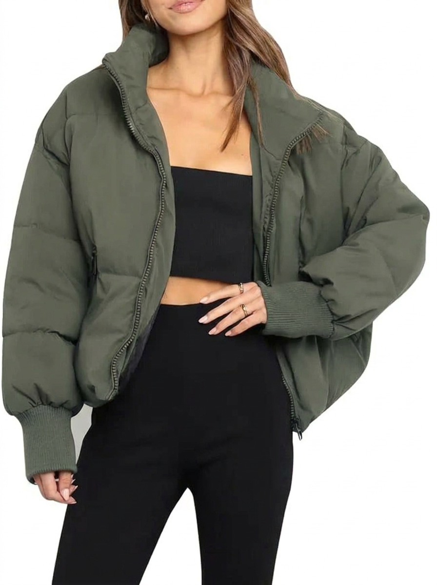 Women's Puffer Jacket | Quilted, Cropped Zip