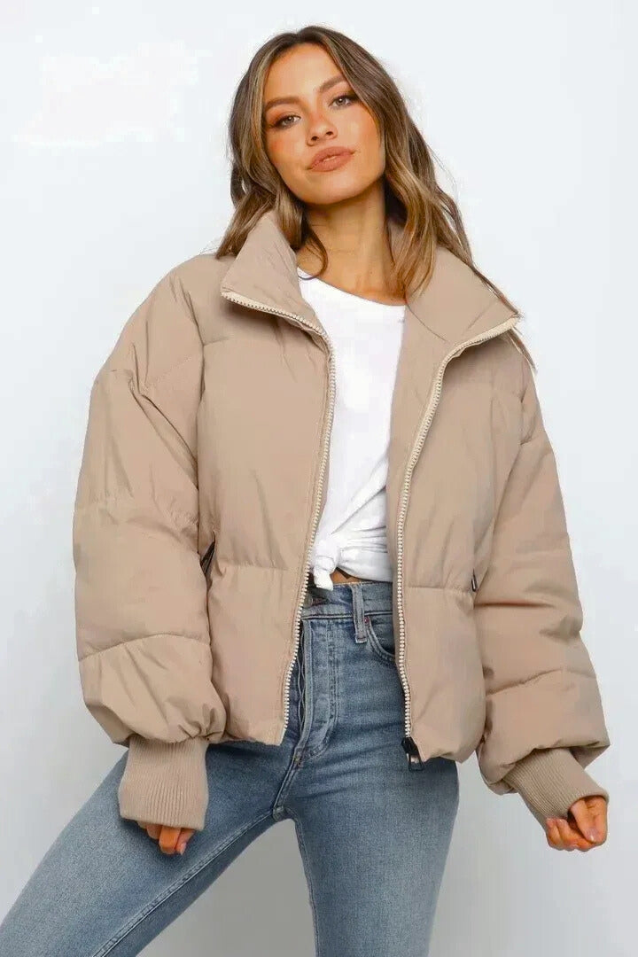 Women's Puffer Jacket | Quilted, Cropped Zip