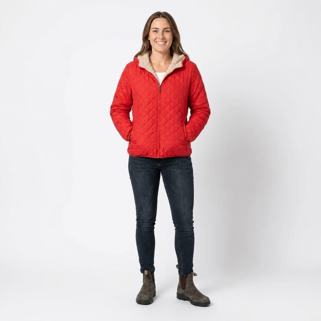 Women's Quilted Jacket | Fleece-Lined Hood, Hip-Length | Lightweight Winter Coat
