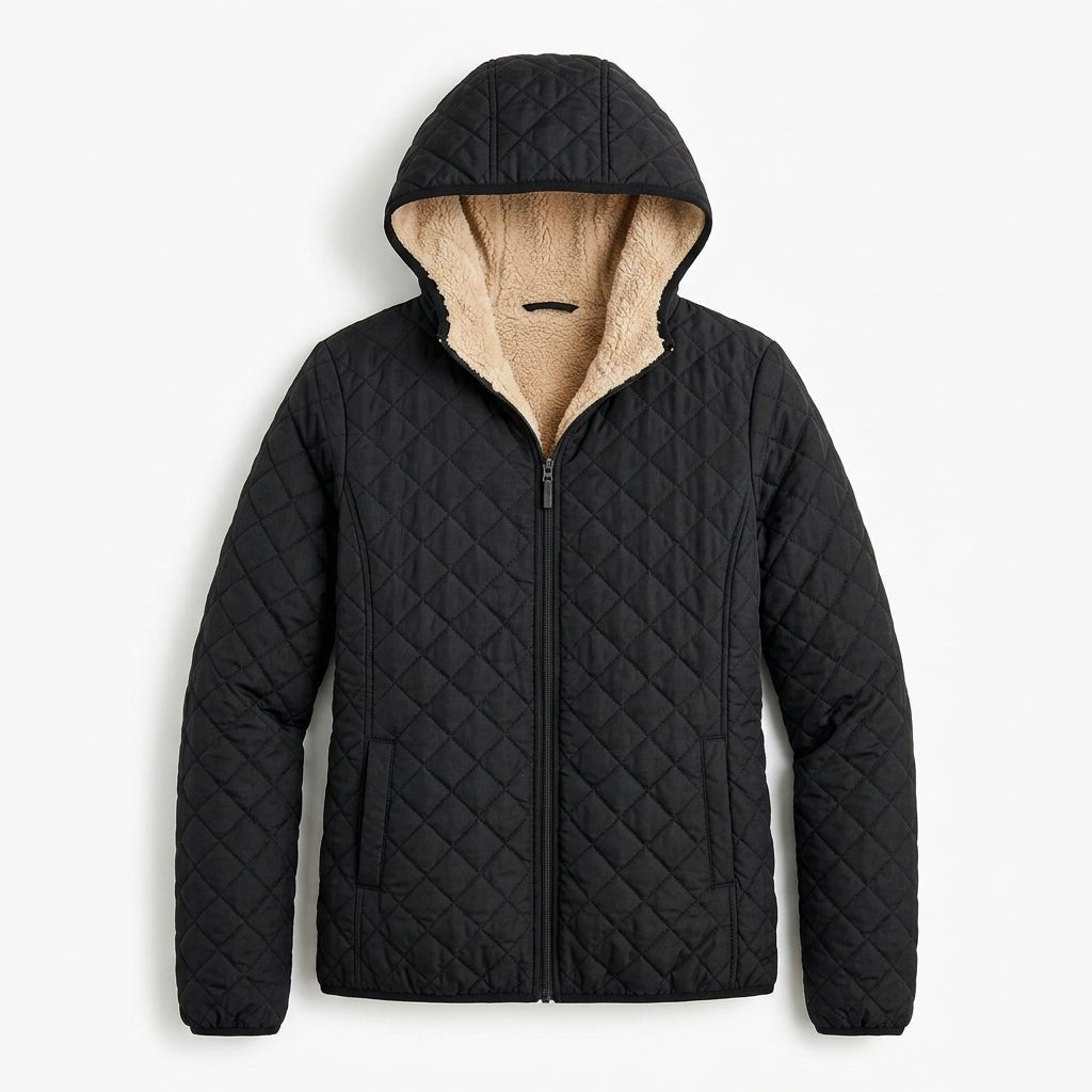 Women's Quilted Jacket | Fleece-Lined Hood, Hip-Length | Lightweight Winter Coat
