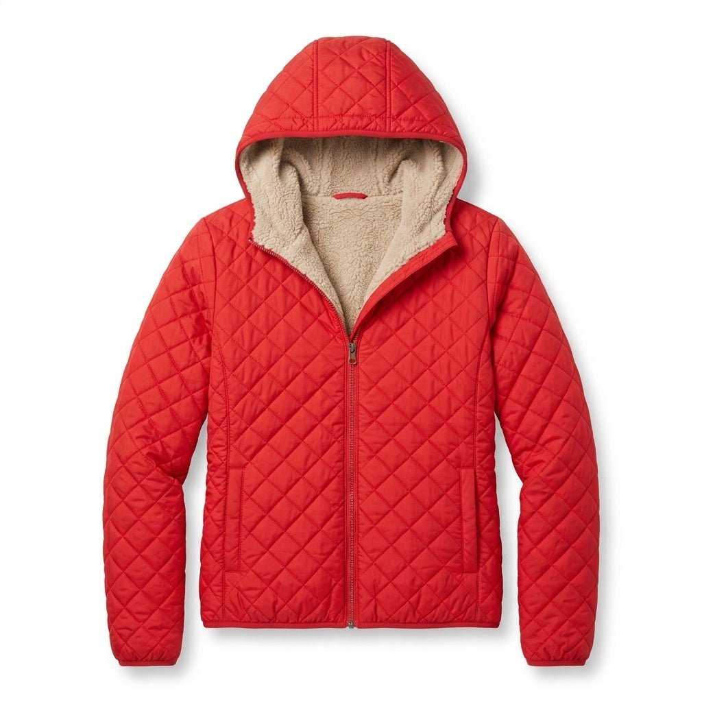 Women's Quilted Jacket | Fleece-Lined Hood, Hip-Length | Lightweight Winter Coat