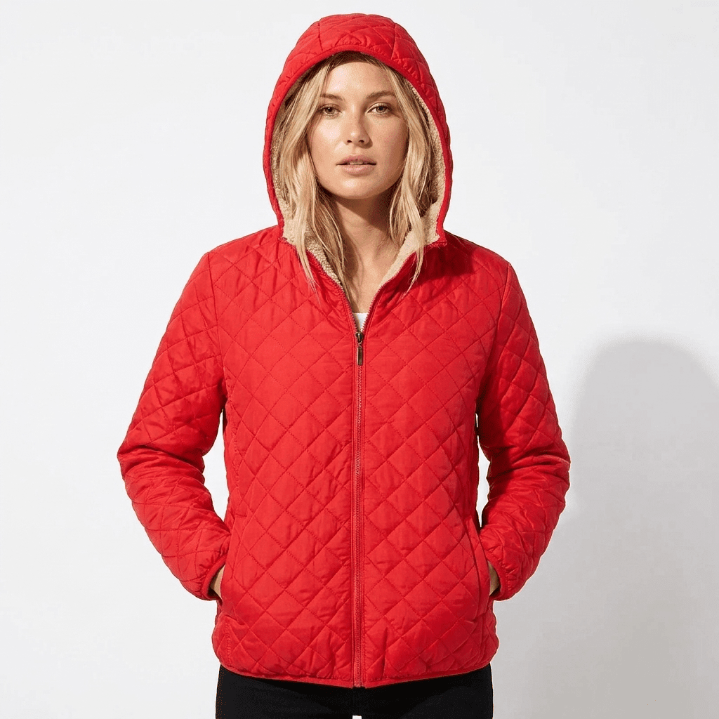 Women's Quilted Jacket | Fleece-Lined Hood, Hip-Length | Lightweight Winter Coat
