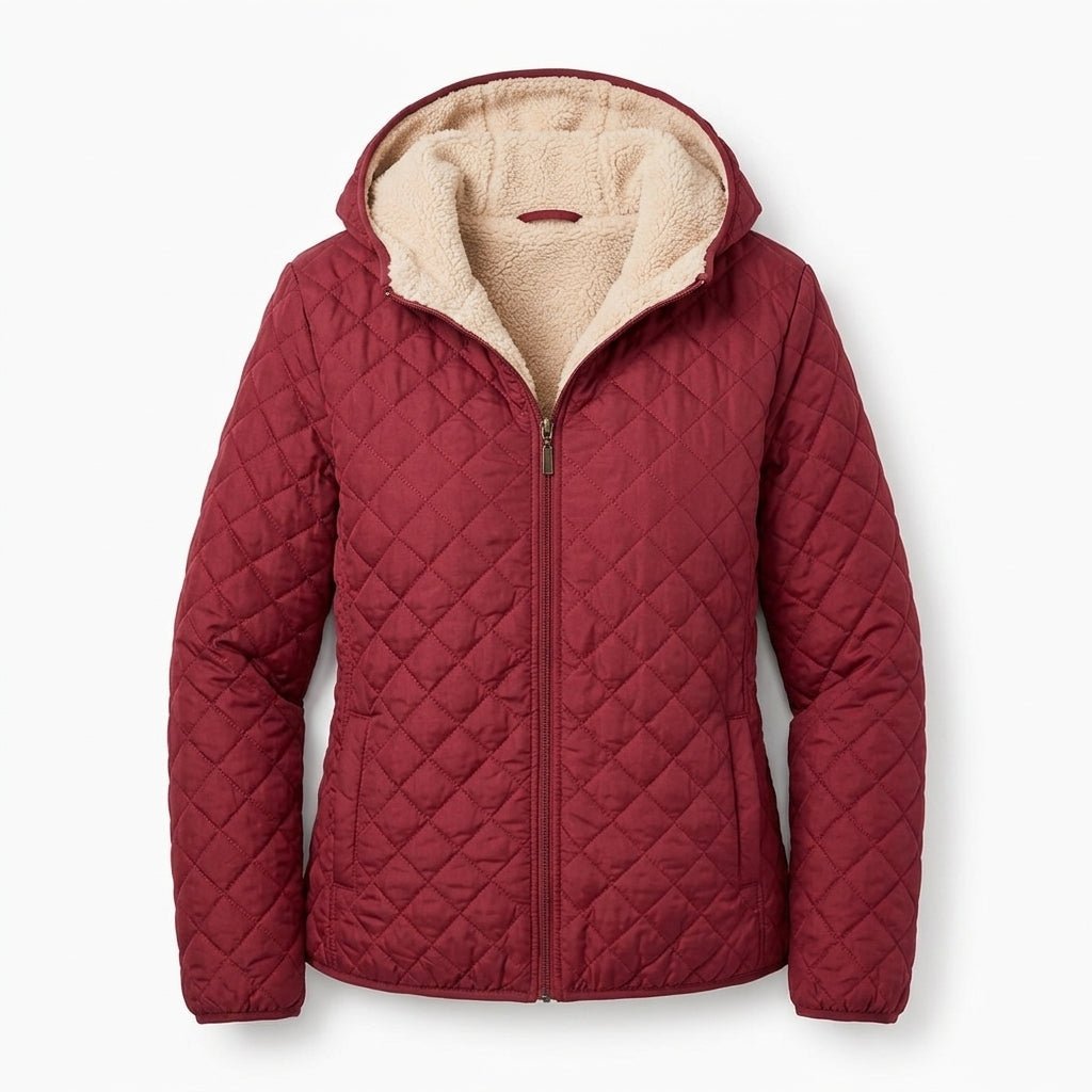 Women's Quilted Jacket | Fleece-Lined Hood, Hip-Length | Lightweight Winter Coat