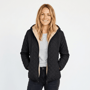 Women's Quilted Jacket | Fleece-Lined Hood, Hip-Length | Lightweight Winter Coat
