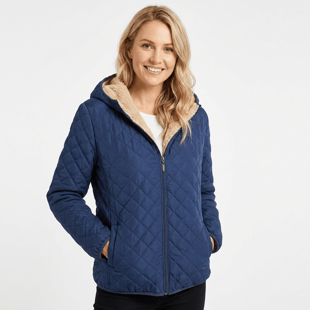 Women's Quilted Jacket | Fleece-Lined Hood, Hip-Length | Lightweight Winter Coat