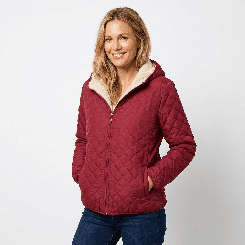 Women's Quilted Jacket | Fleece-Lined Hood, Hip-Length | Lightweight Winter Coat