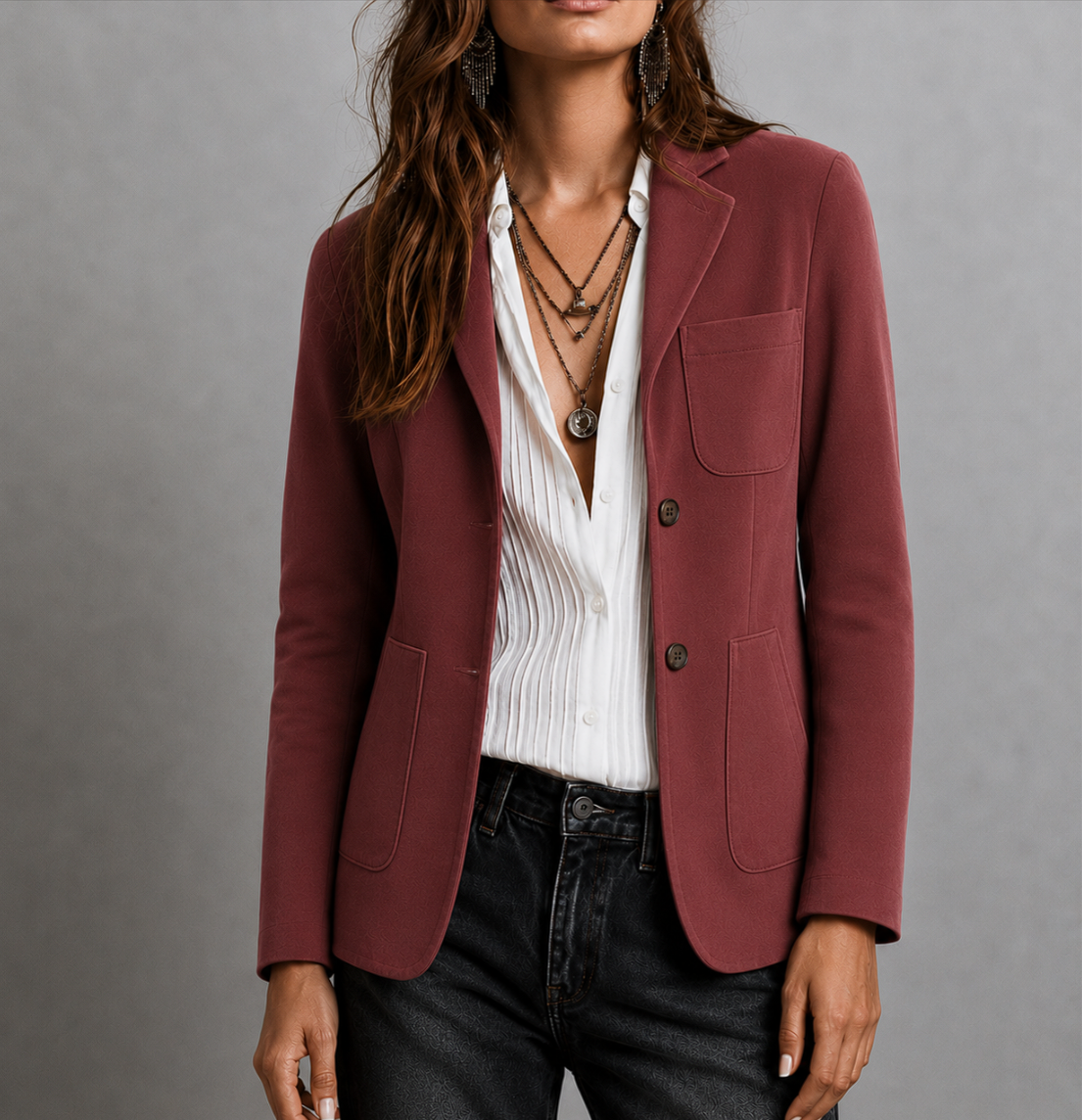 Women's Suede Jacket | Notch Lapel, Patch Pockets