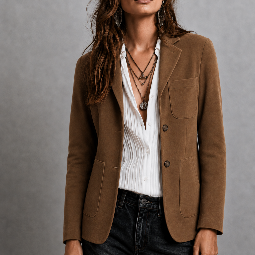 Women's Suede Jacket | Notch Lapel, Patch Pockets
