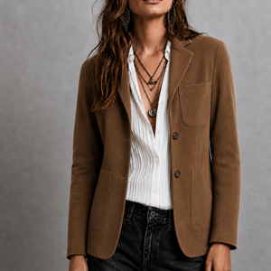Women's Suede Jacket | Notch Lapel, Patch Pockets