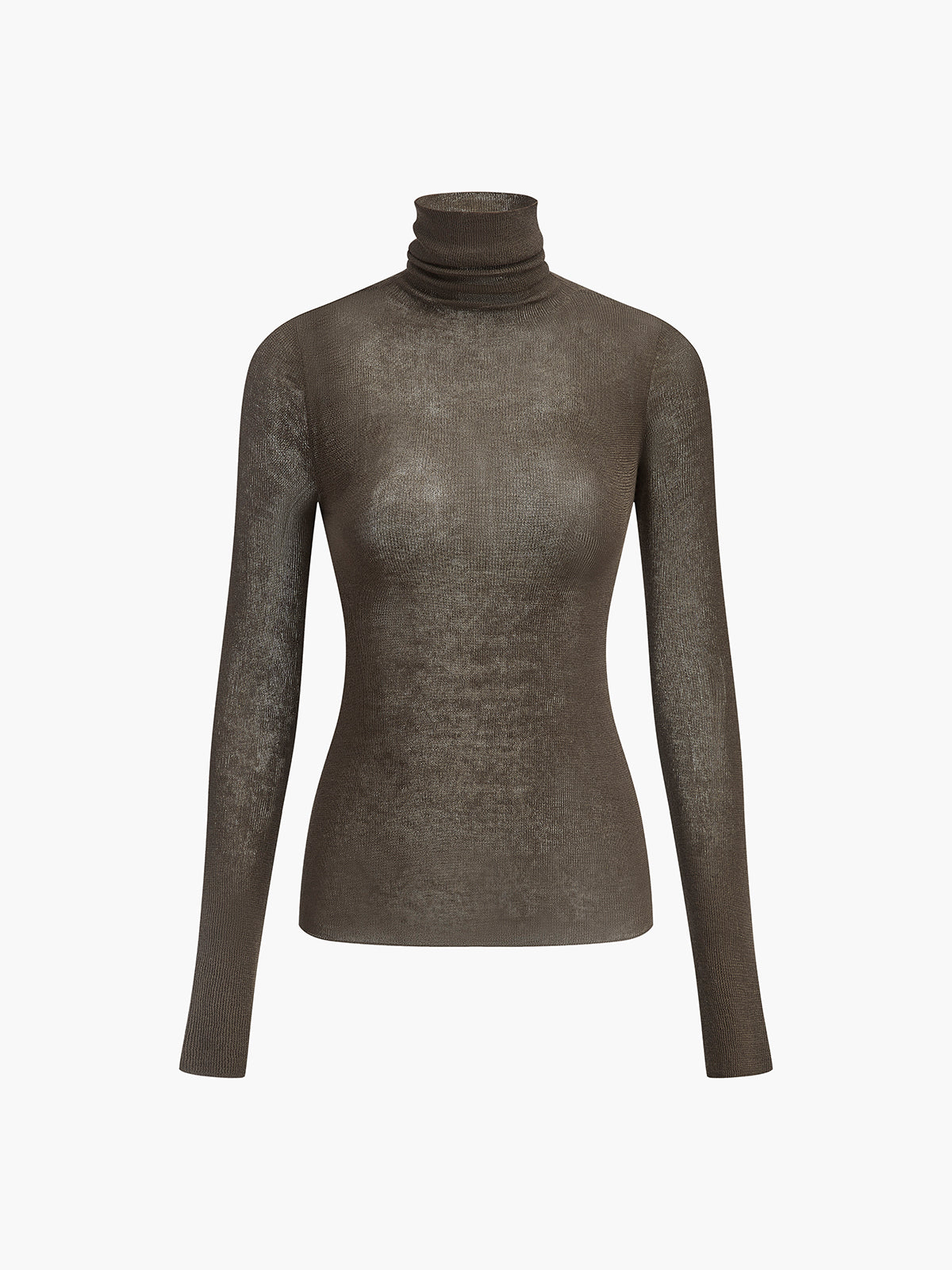 Women wool blend turtleneck sweater sheer knit regular fit