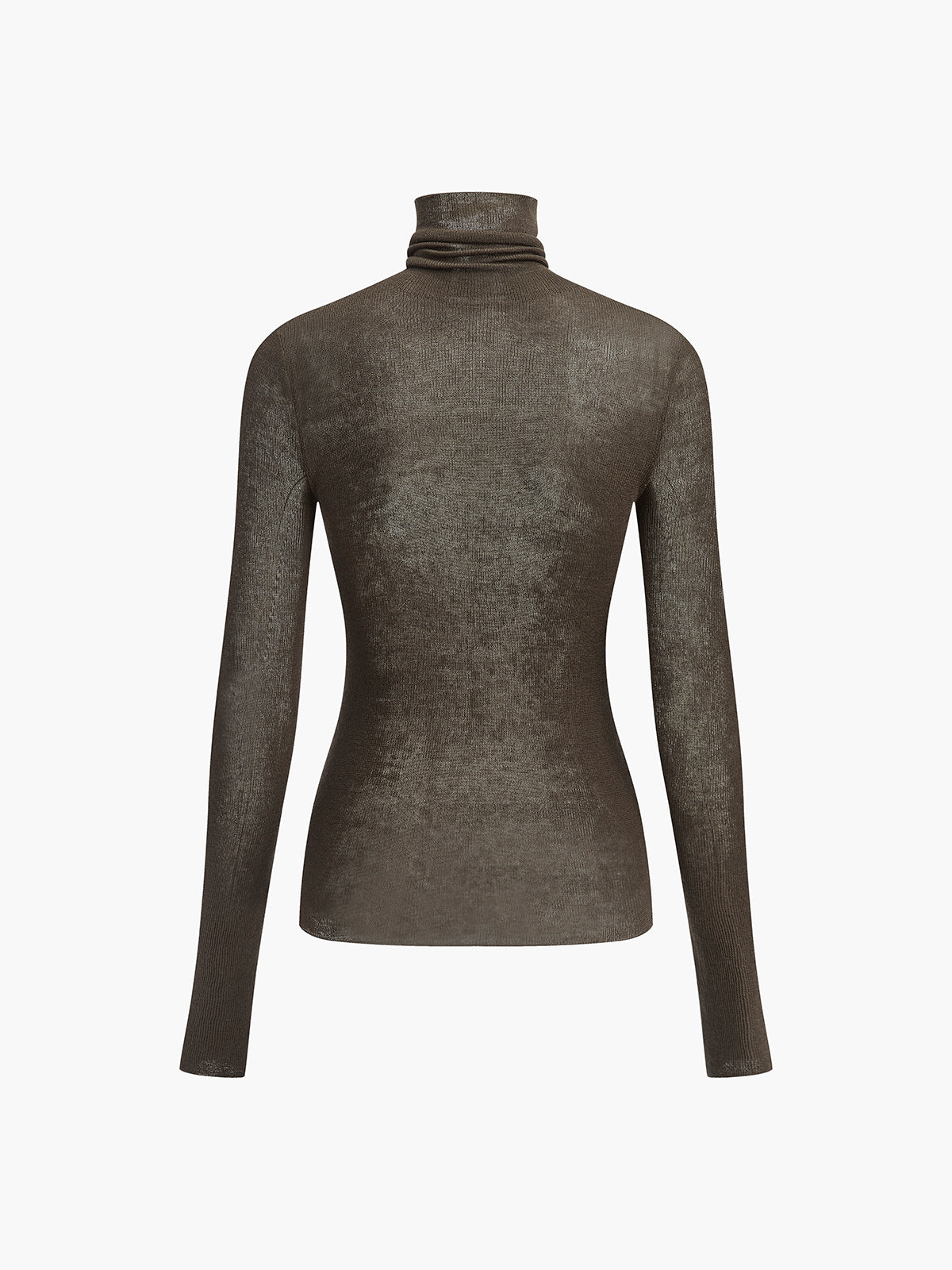 Women wool blend turtleneck sweater sheer knit regular fit