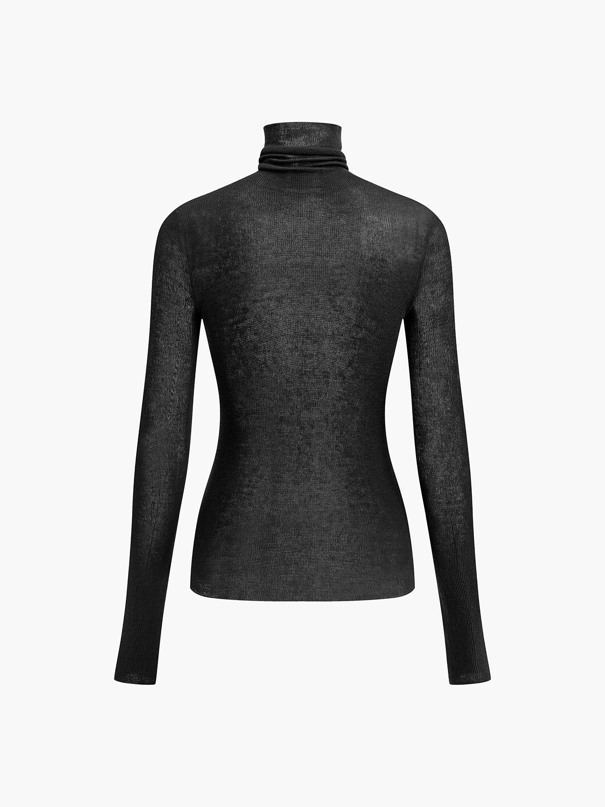 Women wool blend turtleneck sweater sheer knit regular fit
