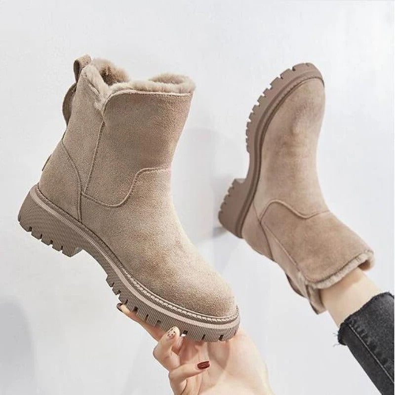 Sheepskin Boots | Women's Suede Ankle Style | Lug Sole, Winter Warmth