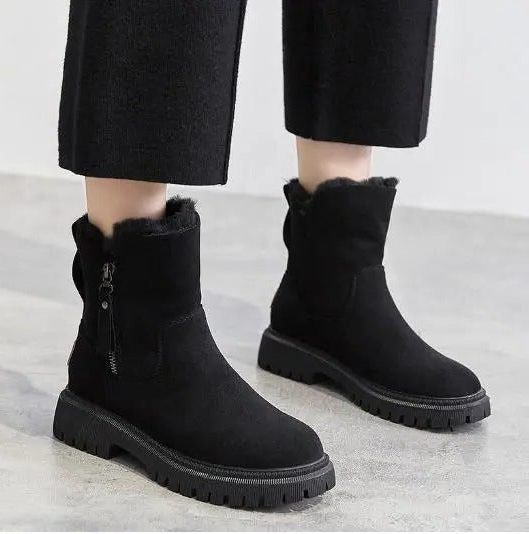 Sheepskin Boots | Women's Suede Ankle Style | Lug Sole, Winter Warmth